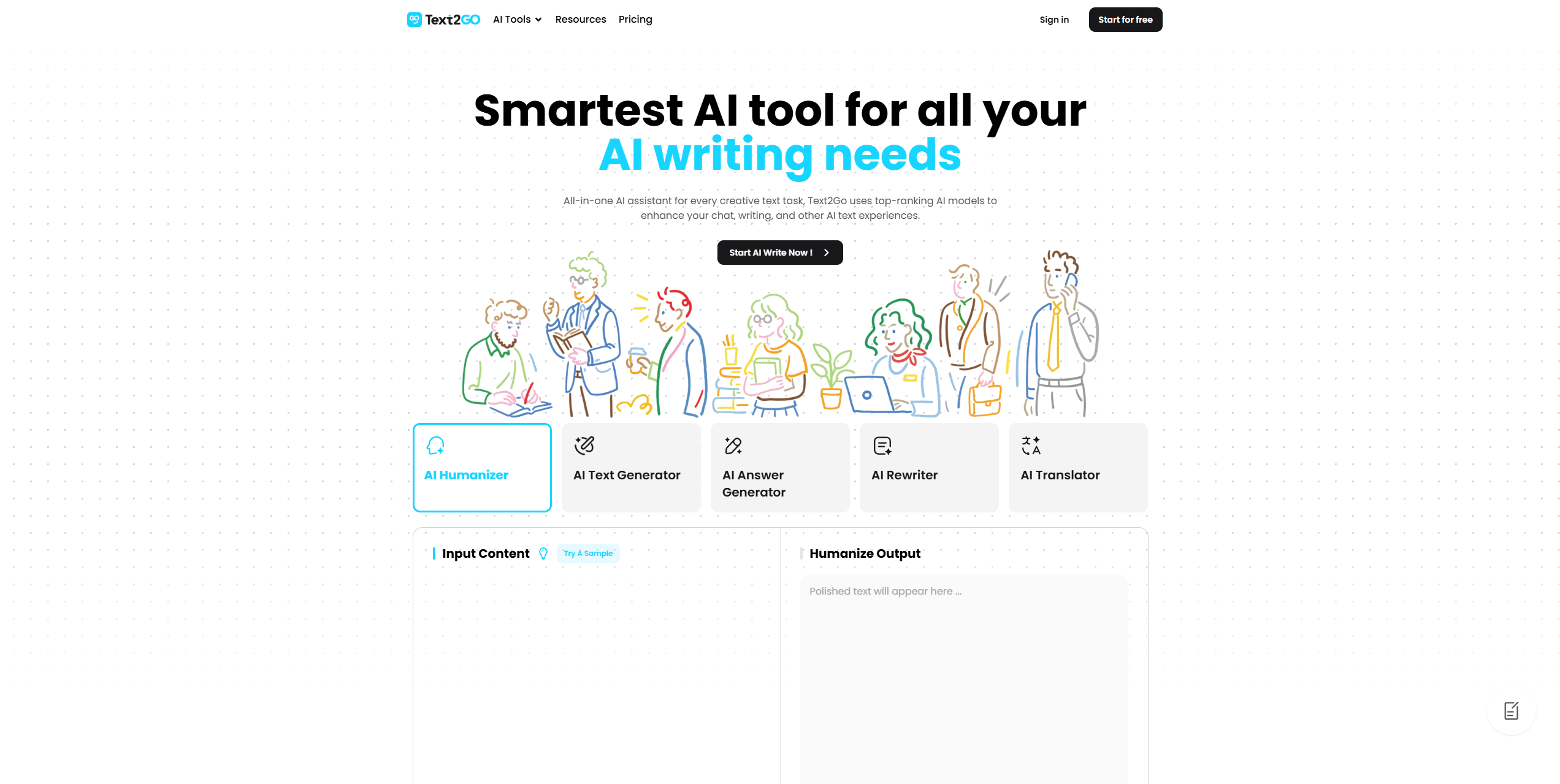 Text2Go is an artificial intelligence based tool to produce quality content
